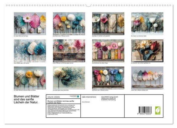 Produktbild: Blumen und Bl&auml;tter sind das sanfte L&auml;cheln der Natur. (hochwertiger Premium Wandkalender 2027 DIN A2 quer), Kunstdruck in Hochglanz