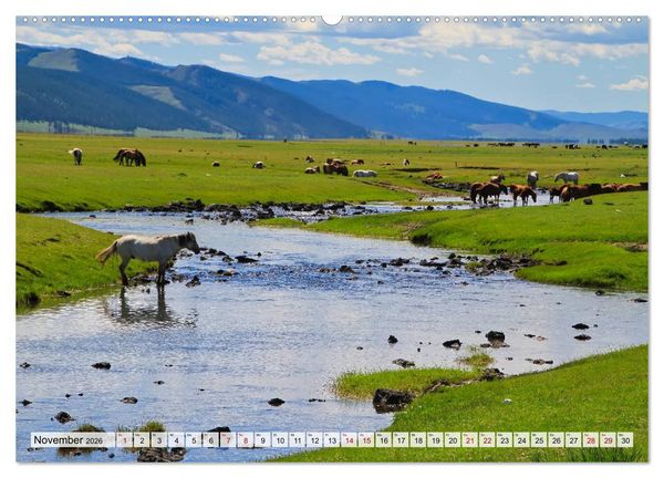 Produktbild: Mongolei Endlose Weite (hochwertiger Premium Wandkalender 2026 DIN A2 quer), Kunstdruck in Hochglanz