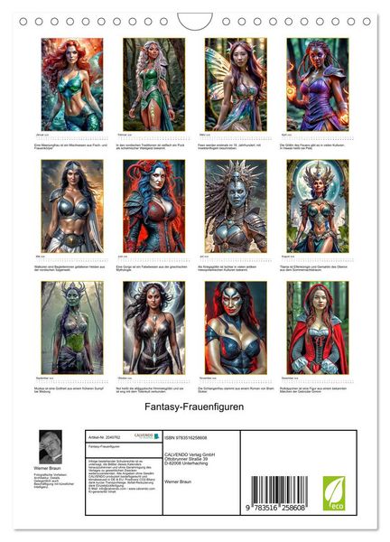 Produktbild: Fantasy-Frauenfiguren (Wandkalender 2026 DIN A4 hoch), CALVENDO Monatskalender