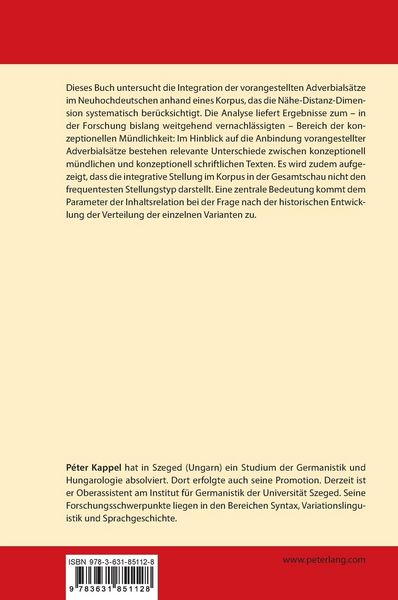 Produktbild: Integrationsgrad vorangestellter Adverbialsaetze im Neuhochdeutschen (1650&ndash;2000)