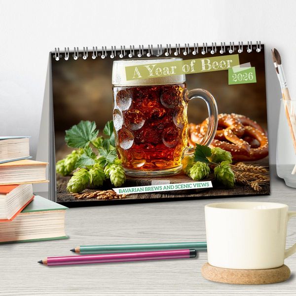 Produktbild: A Year of Beer - Bavarian Brews and Scenic Views (Desk Calendar 2026 DIN A5 landscape), CALVENDO 12 Month DeskCalendar