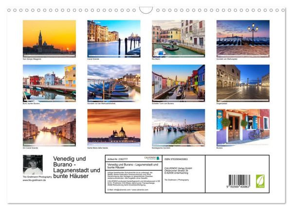 Produktbild: Venedig und Burano - Lagunenstadt und bunte H&auml;user (Wandkalender 2027 DIN A3 quer), CALVENDO Monatskalender