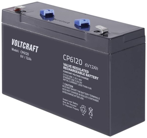 VOLTCRAFT CE6V/12Ah VC-12713950 Bleiakku 6 V 12 Ah Blei-Vlies (AGM) (B x H x T) 151 x 100 x 50 mm Flachstecker 6.35 mm W