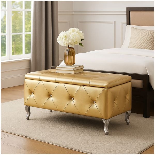 HTI-Living Gepolsterte Sitzbank mit Truhe Maribella Gold