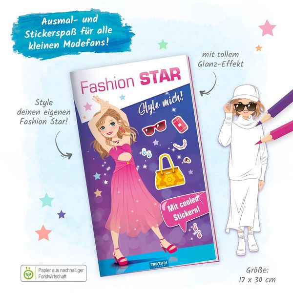 Produktbild: Tr&ouml;tsch Malbuch Stickermalbuch Fashion-Star Filmstar