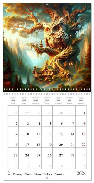 Produktbild: Habitat des chouettes (Calendrier mural carr&eacute; 2026 30x30 cm) Calendrier double avec une page pour vos prises de notes