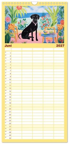 Produktbild: Familienplaner 2027 - Hunde Kunstwerke - Hunde im Stil des Fauvismus k&uuml;nstlerisch gestaltet mit 5 Spalten (Wandkalender, 21 x 45 cm) CALVENDO
