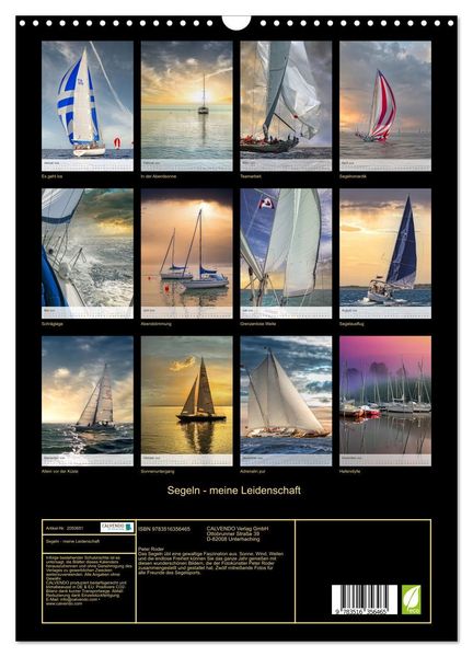 Produktbild: Segeln - meine Leidenschaft (Wandkalender 2026 DIN A3 hoch), CALVENDO Monatskalender