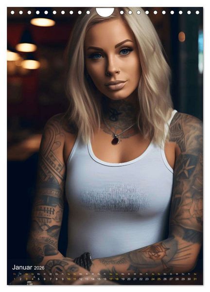 Produktbild: Tattoo Sch&ouml;nheiten - zw&ouml;lf Monate, zw&ouml;lf Frauen und jede Menge Tattoos (Wandkalender 2026 DIN A4 hoch), CALVENDO Monatskalender