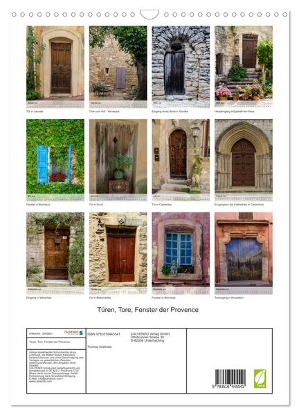 Produktbild: T&uuml;ren, Tore, Fenster der Provence (Wandkalender 2026 DIN A3 hoch), CALVENDO Monatskalender