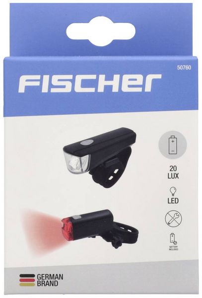 Produktbild: FISCHER FAHRRAD Fahrradbeleuchtung Set LED batteriebetrieben Schwarz