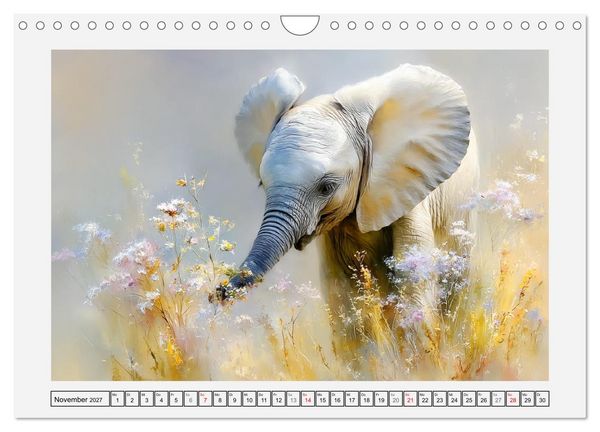 Produktbild: Elefanten. Graue Riesenbabys im Grasland (Wandkalender 2027 DIN A4 quer), CALVENDO Monatskalender