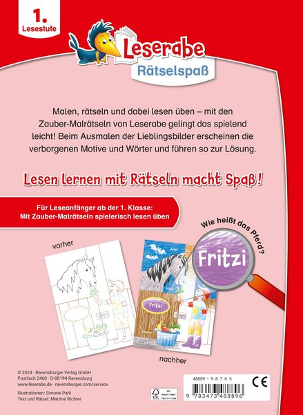 Produktbild: Leserabe R&auml;tselspa&szlig; - Zauber-Malr&auml;tsel zum Lesenlernen: Pferde (1. Lesestufe)