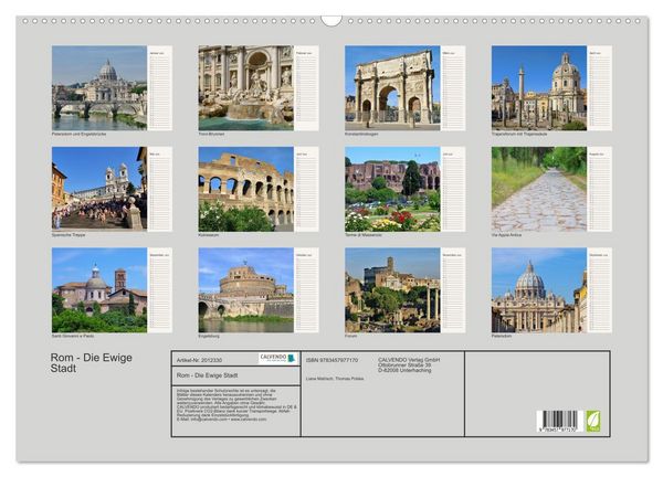 Produktbild: Rom - Die Ewige Stadt (Wandkalender 2026 DIN A2 quer), CALVENDO Monatskalender