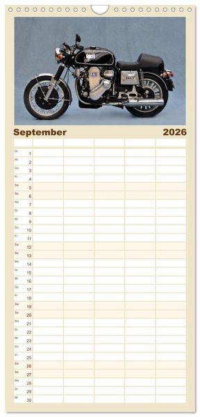 Produktbild: Familienplaner 2026 - Deutsche Motorrad - Legenden - Rollende Kunstwerke aus alten Zeiten mit 5 Spalten (Wandkalender, 21 x 45 cm) CALVENDO