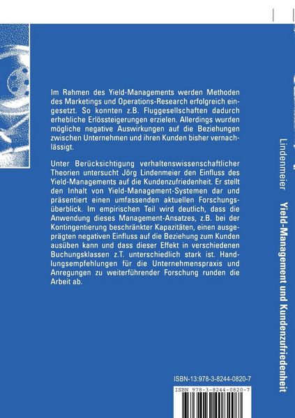 Produktbild: Yield-Management und Kundenzufriedenheit