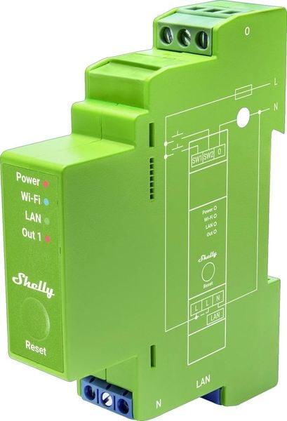 Shelly Pro Dimmer 1PM Hutschienenrelais Bluetooth, Wi-Fi