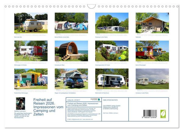Produktbild: Freiheit auf Reisen 2026. Impressionen vom Camping und Zelten (Wandkalender 2026 DIN A3 quer), CALVENDO Monatskalender