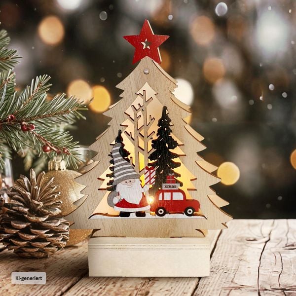 Produktbild: HTI-Living Weihnachtsdeko Tannenbaum mit Weihnachtsmann und Auto