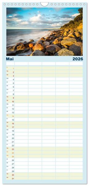 Produktbild: Familienplaner 2026 - Farben der Ostsee mit 5 Spalten (Wandkalender, 21 x 45 cm) CALVENDO