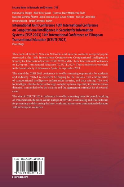 Produktbild: International Joint Conference 16th International Conference on Computational Intelligence in Security for Information Systems (CISIS 2023) 14th Inter