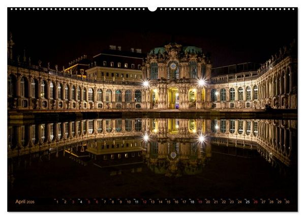 Produktbild: Eine Nacht in Dresden (hochwertiger Premium Wandkalender 2026 DIN A2 quer), Kunstdruck in Hochglanz