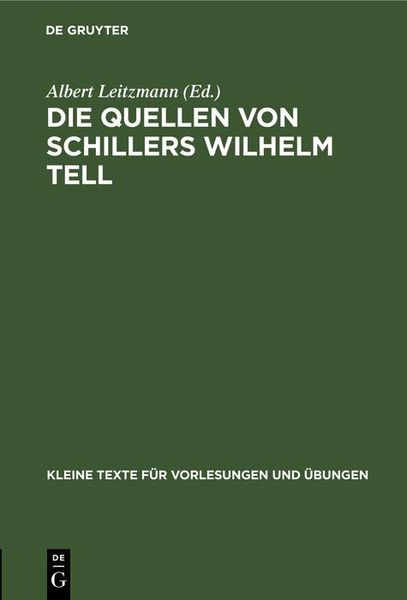 Produktbild: Die Quellen von Schillers Wilhelm Tell