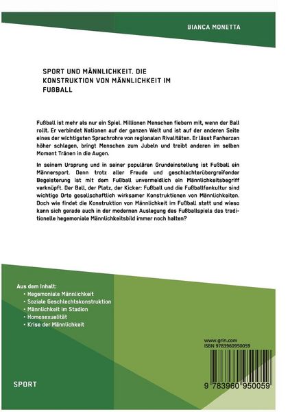 Produktbild: Sport und M&auml;nnlichkeit. Die Konstruktion von M&auml;nnlichkeit im Fu&szlig;ball