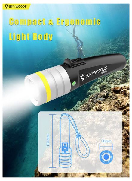 Produktbild: Skywoods 761086664875 LED Taucherlampe 2000lm akkubetrieben Schwarz