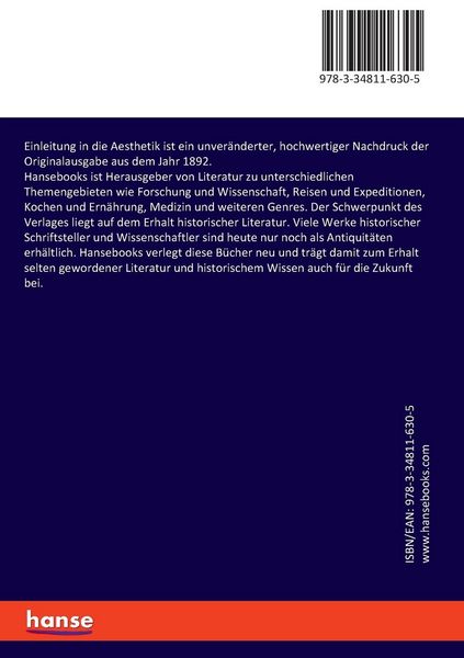 Produktbild: Einleitung in die Aesthetik