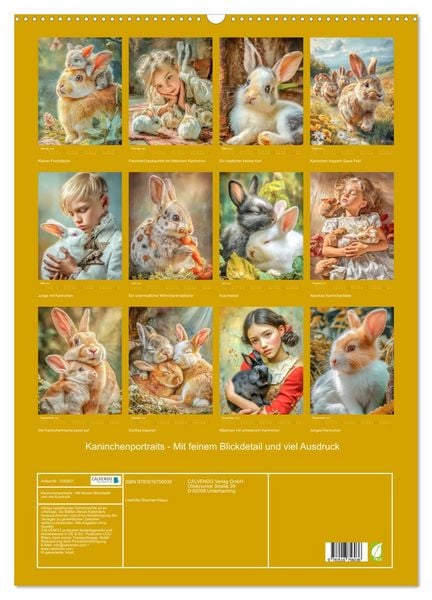 Produktbild: Kaninchenportraits - Mit feinem Blickdetail und viel Ausdruck (Wandkalender 2027 DIN A2 hoch), CALVENDO Monatskalender