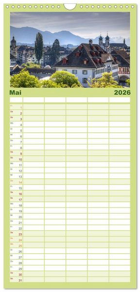 Produktbild: Familienplaner 2026 - Luzern an der Reuss mit 5 Spalten (Wandkalender, 21 x 45 cm) CALVENDO