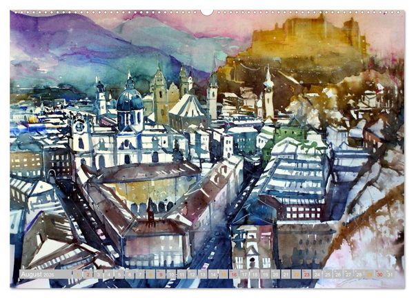 Produktbild: Aquarelle aus der Mozartstadt Salzburg (Wandkalender 2026 DIN A2 quer), CALVENDO Monatskalender