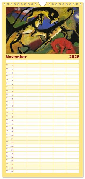 Produktbild: Familienplaner 2026 - Expressionistische Tierwelten mit 5 Spalten (Wandkalender, 21 x 45 cm) CALVENDO
