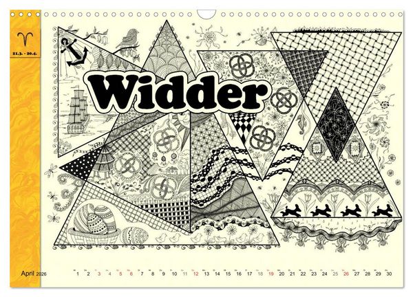 Produktbild: Tangle-Art, Sternzeichen mal anders (Wandkalender 2026 DIN A3 quer), CALVENDO Monatskalender