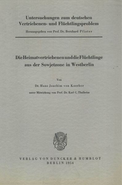 Produktbild: Untersuchungen zum deutschen Vertriebenen- und Fl&uuml;chtlingsproblem.