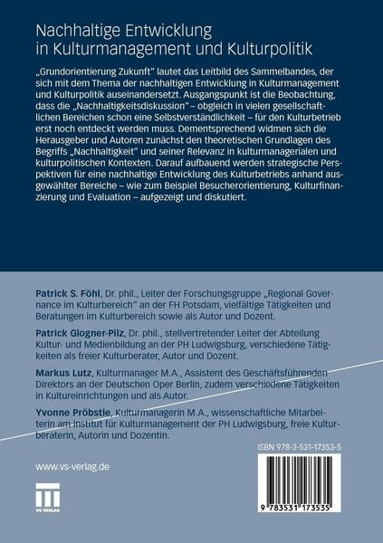Produktbild: Nachhaltige Entwicklung in Kulturmanagement und Kulturpolitik