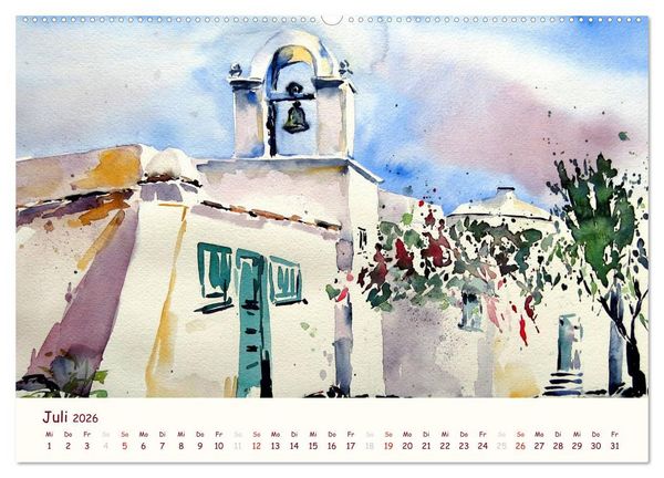 Produktbild: Lanzarote und Teneriffa - Aquarelle (Wandkalender 2026 DIN A2 quer), CALVENDO Monatskalender