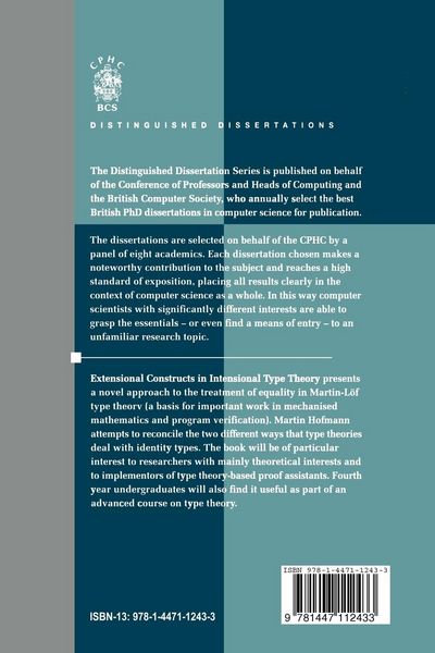Produktbild: Extensional Constructs in Intensional Type Theory