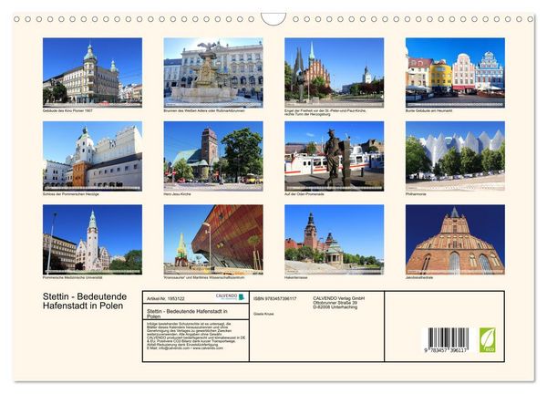 Produktbild: Stettin - Bedeutende Hafenstadt in Polen (Wandkalender 2026 DIN A3 quer), CALVENDO Monatskalender