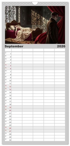 Produktbild: Familienplaner 2026 - Victor Frankenstein und seine Sch&ouml;pfung mit 5 Spalten (Wandkalender, 21 x 45 cm) CALVENDO