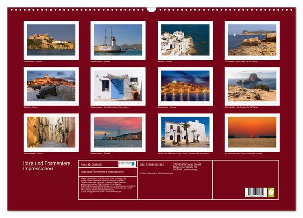Produktbild: Ibiza und Formentera Impressionen (Wandkalender 2026 DIN A2 quer), CALVENDO Monatskalender