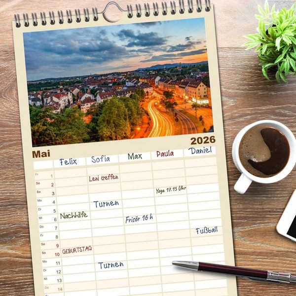 Produktbild: Familienplaner 2026 - Kassel begeistert mit 5 Spalten (Wandkalender, 21 x 45 cm) CALVENDO