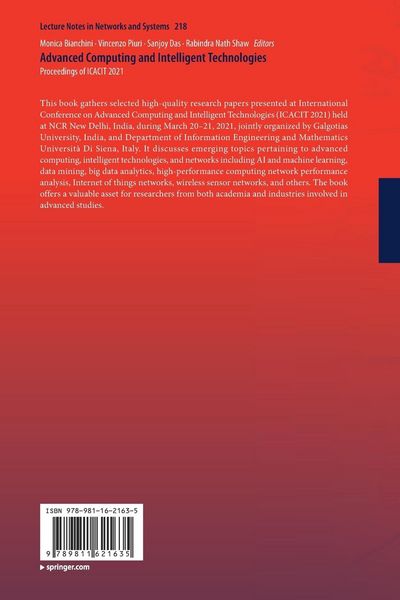 Produktbild: Advanced Computing and Intelligent Technologies