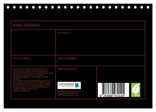 Produktbild: Eulen und K&auml;uze (Tischkalender 2027 DIN A5 quer), CALVENDO Monatskalender