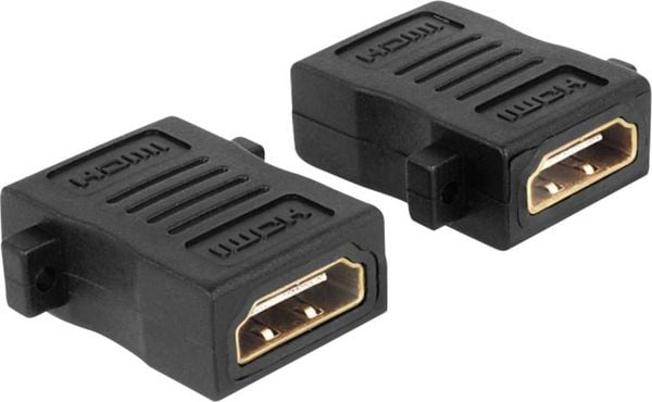 Delock 65509 HDMI Adapter [1x HDMI-Buchse - 1x HDMI-Buchse] Schwarz schraubbar, vergoldete Steckkontakte