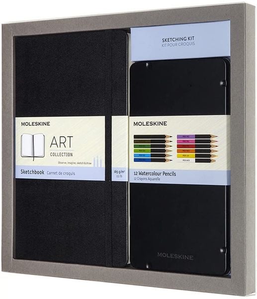 Produktbild: Moleskine Skizzen - Set - Aquarell Large/A5, Skizzenbuch: Hard Cover, Schwarz; Aquarellstifte - Set