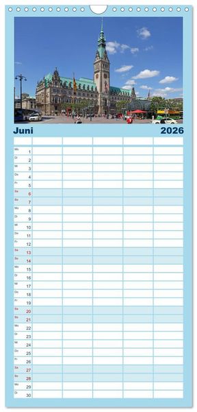 Produktbild: Familienplaner 2026 - Hamburg mit 5 Spalten (Wandkalender, 21 x 45 cm) CALVENDO