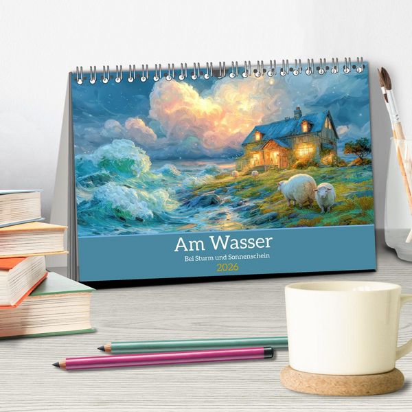 Produktbild: Am Wasser - Bei Sturm und Sonnenschein (Tischkalender 2026 DIN A5 quer), CALVENDO Monatskalender