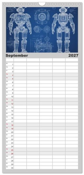Produktbild: Familienplaner 2027 - Steampunk - Blaupausen mit 5 Spalten (Wandkalender, 21 x 45 cm) CALVENDO